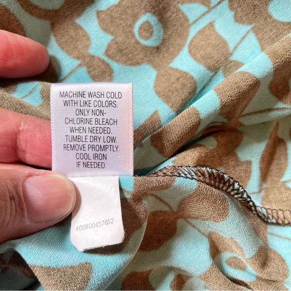 Teal Floral Flowy Knee Length Turquoise Brown by Apt 9 Dress Womens Petite Large - Picture 14 of 16